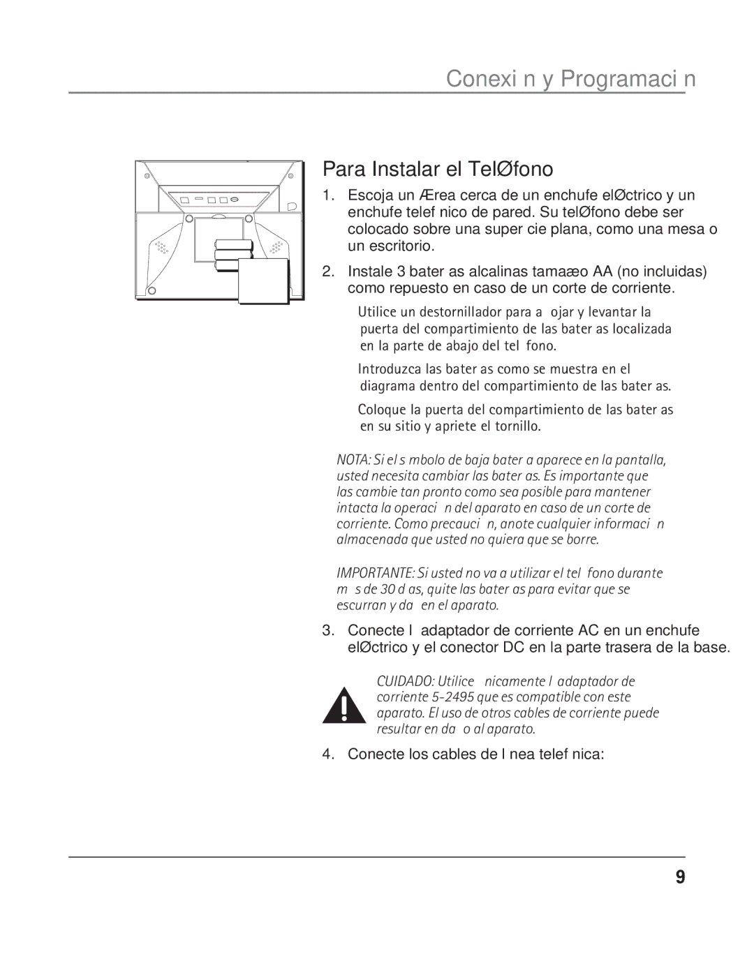 GE 25202 manual Para Instalar el Teléfono 