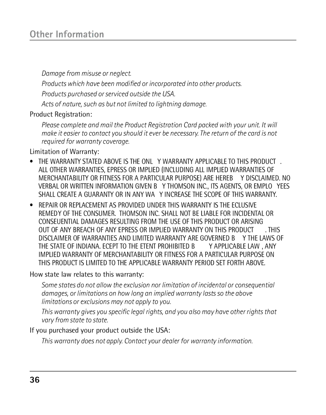 GE 25203 manual Product Registration, Limitation of Warranty, How state law relates to this warranty 