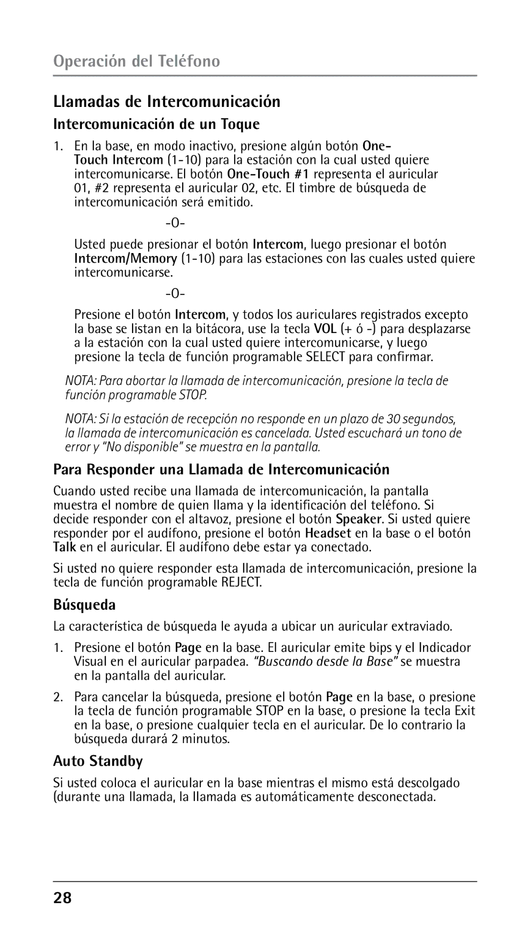 GE 25210 Llamadas de Intercomunicación, Intercomunicación de un Toque, Para Responder una Llamada de Intercomunicación 