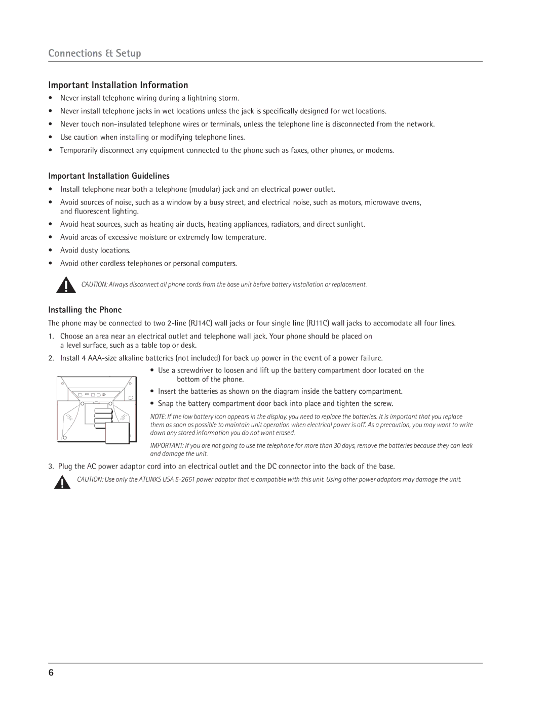 GE 25414, 25413 manual Important Installation Information, Important Installation Guidelines, Installing the Phone 