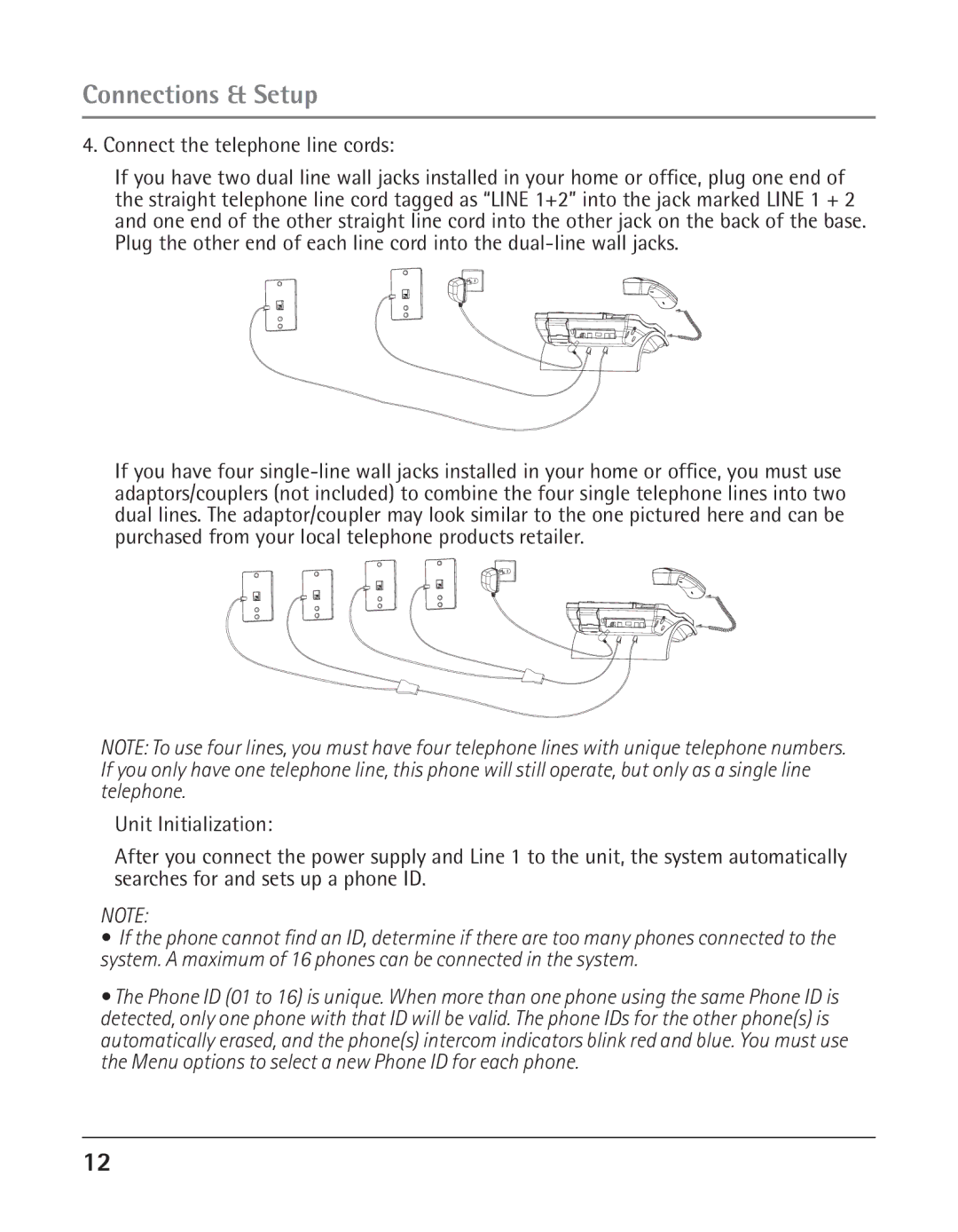 GE 25424, 25423 manual Connect the telephone line cords 