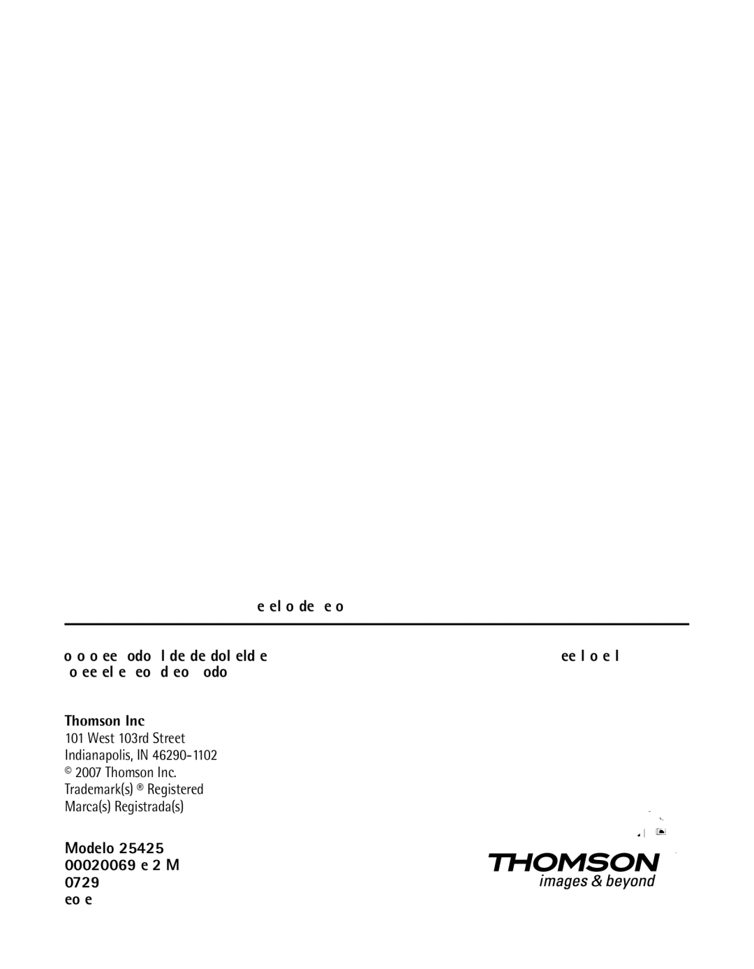 GE 25425 manual Thomson Inc 