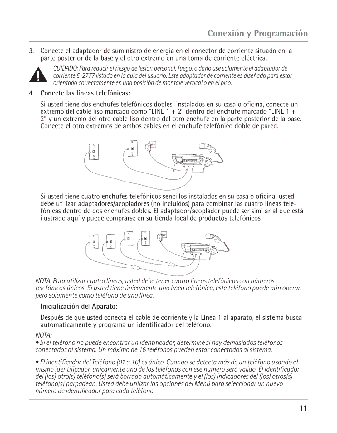 GE 25425 manual Conecte las líneas telefónicas 