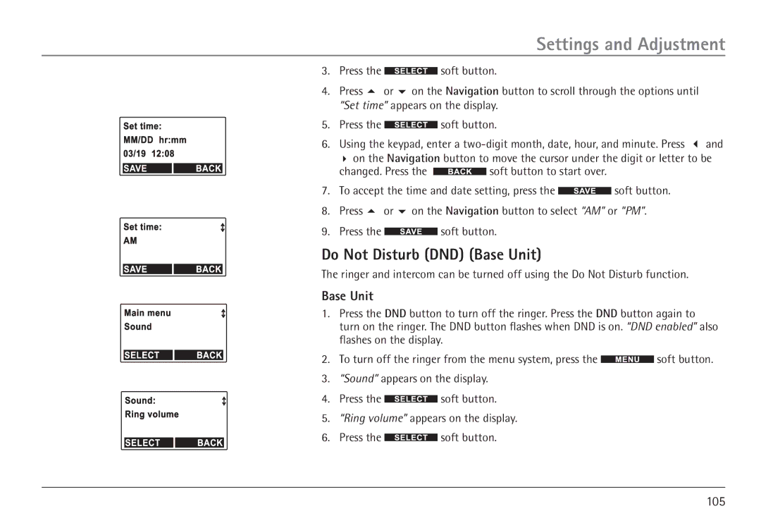 GE 25450 manual Do Not Disturb DND Base Unit 