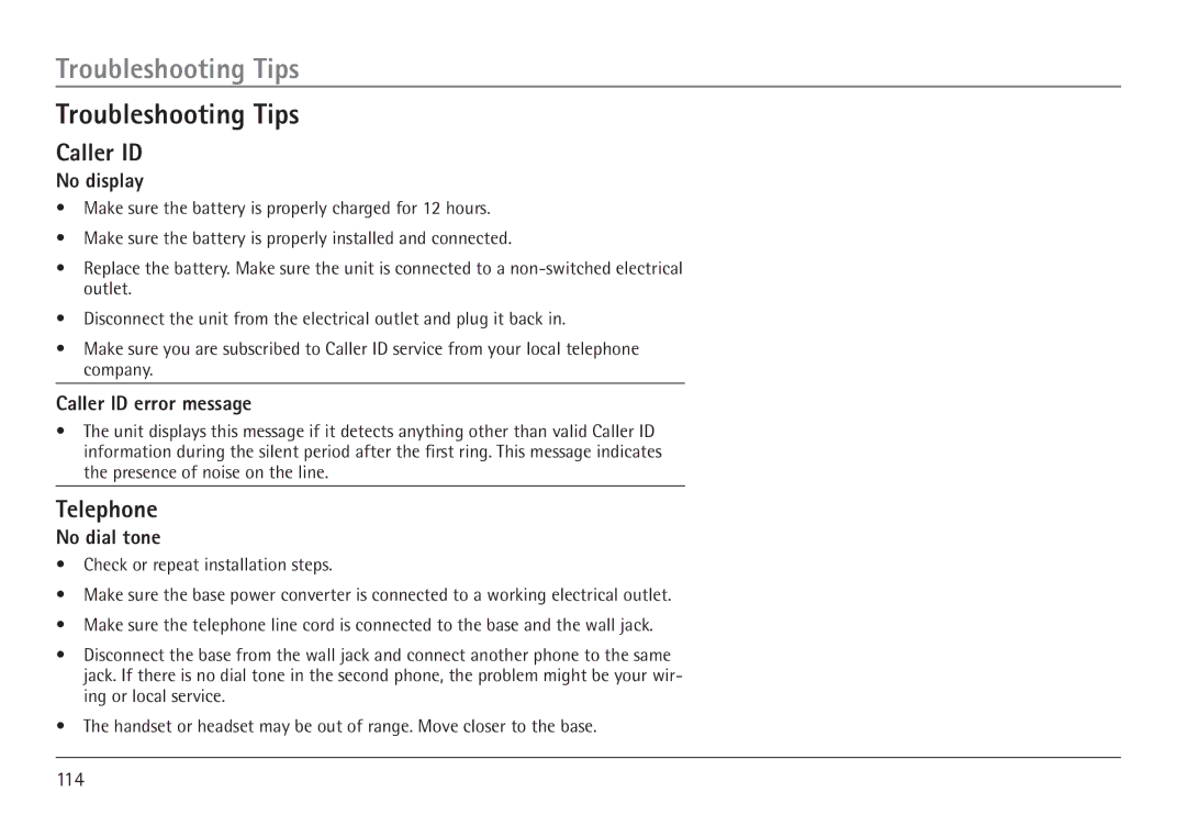 GE 25450 manual Troubleshooting Tips, Telephone 