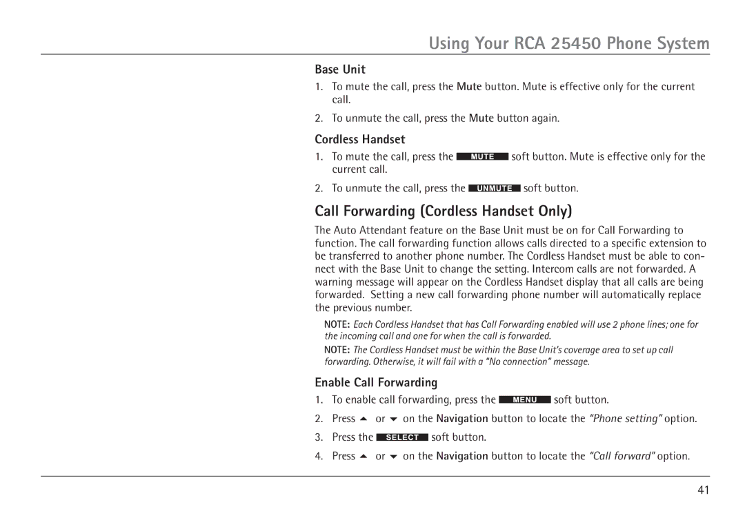 GE 25450 manual Call Forwarding Cordless Handset Only, Enable Call Forwarding 