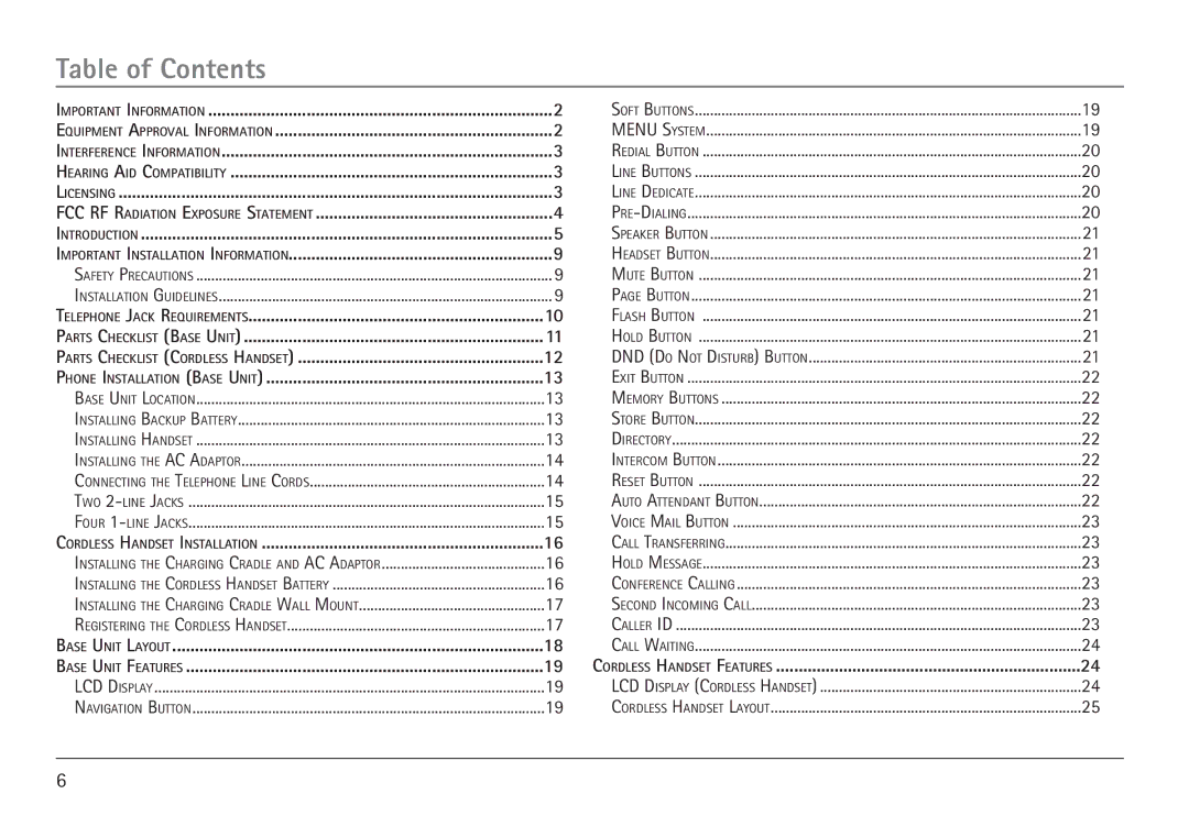 GE 25450 manual Table of Contents 