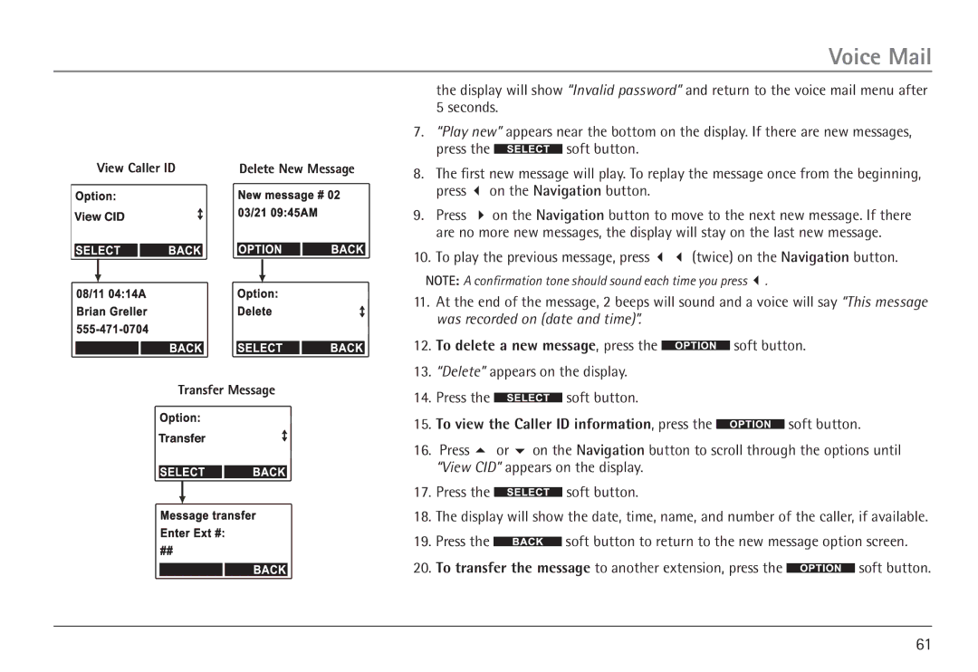 GE 25450 manual To view the Caller ID information, press the soft button 