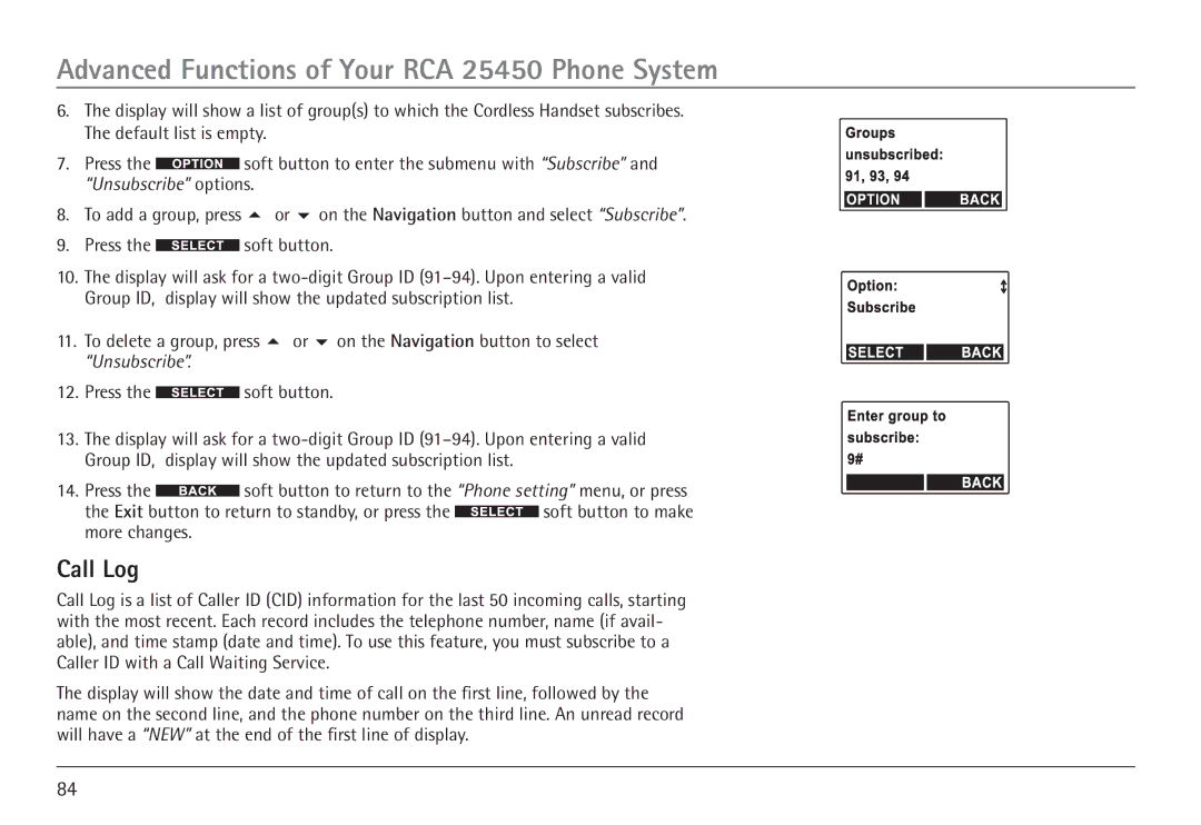 GE 25450 manual Call Log 