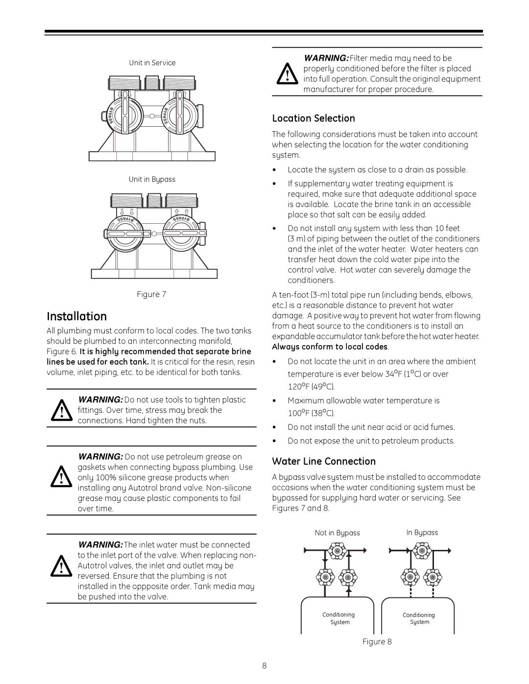 GE 255 operation manual Installation, Location Selection, Water Line Connection 