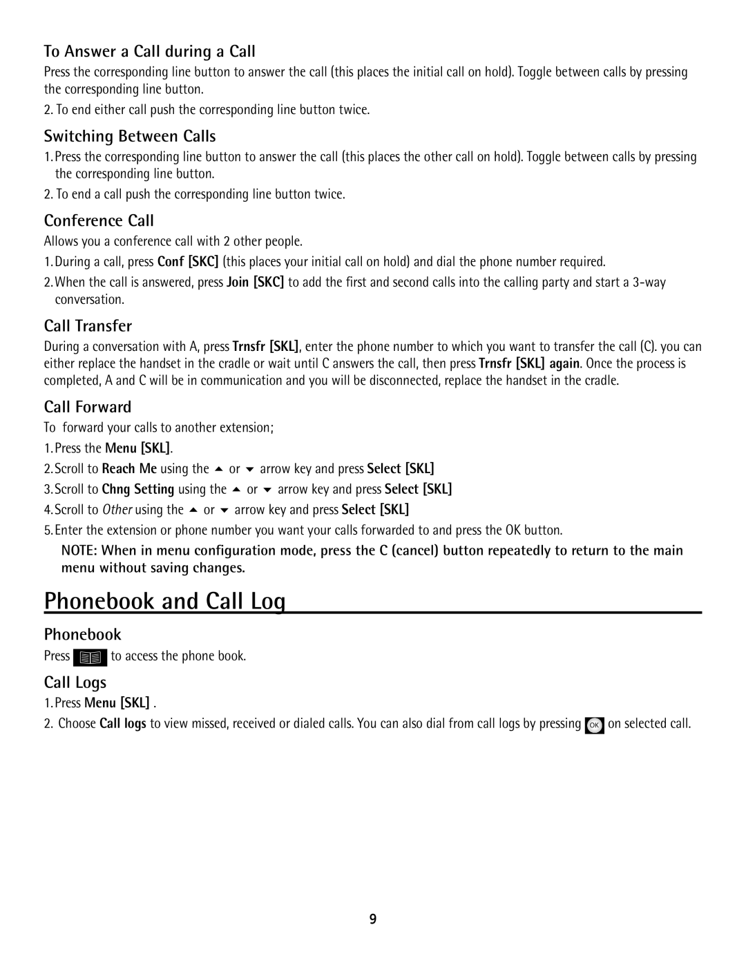 GE 25600 MGCP, 25630 MGCP manual Phonebook and Call Log 