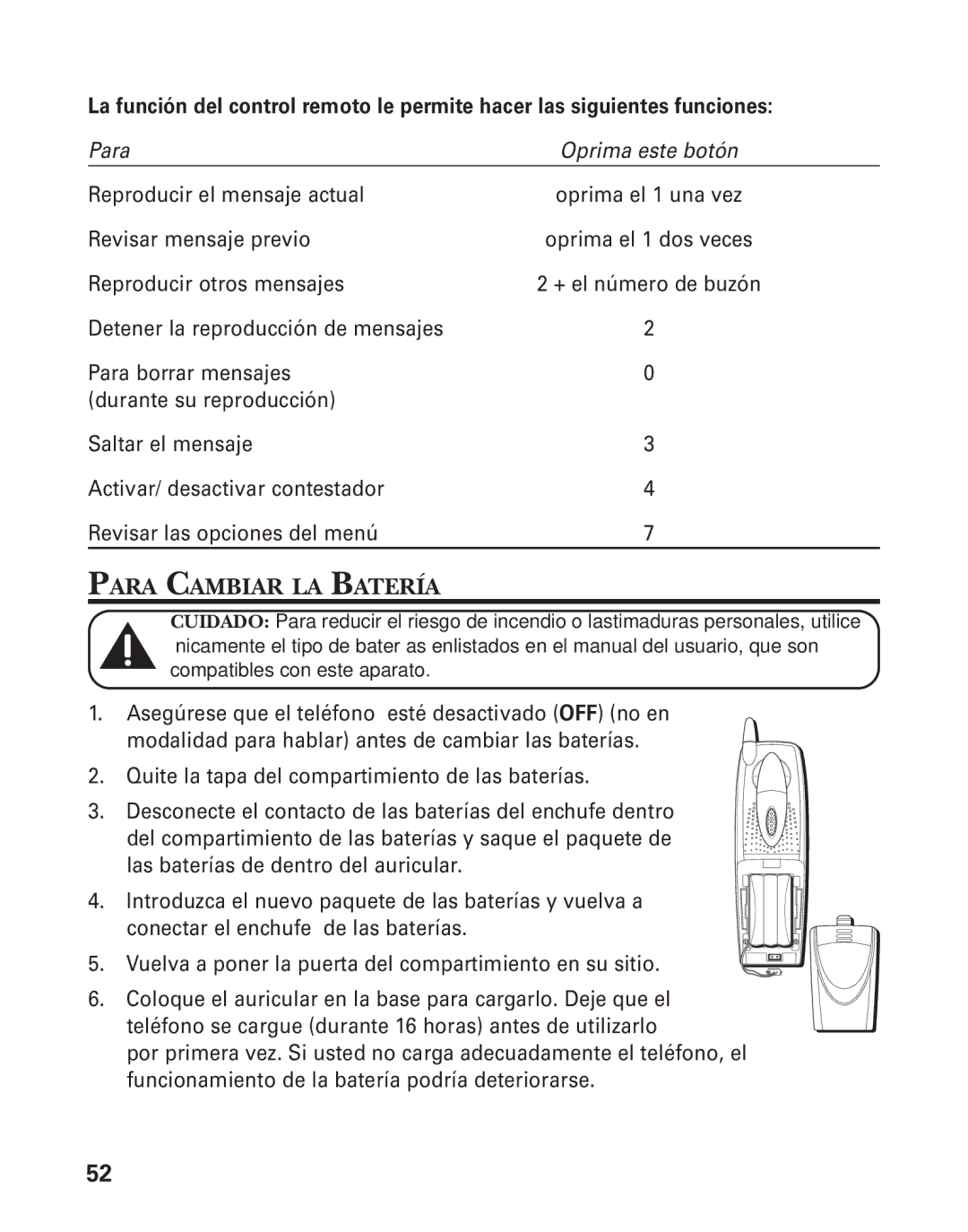 GE 25826, 25825 manual Para Cambiar LA Batería 