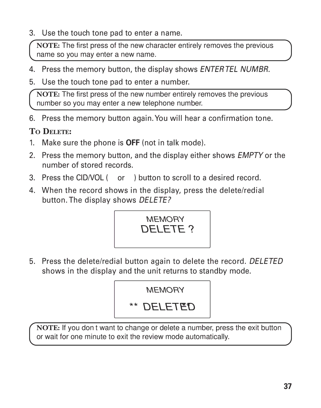 GE 25825, 25826 manual Delete ?, Deleted 