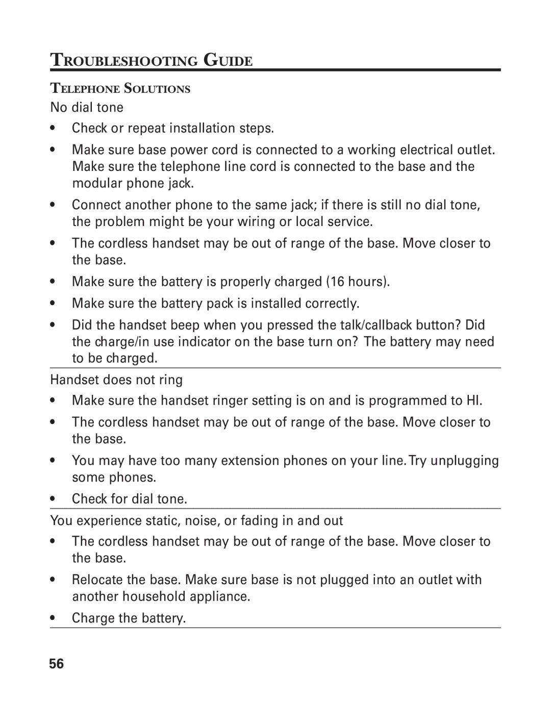 GE 25826, 25825 manual Troubleshooting Guide 