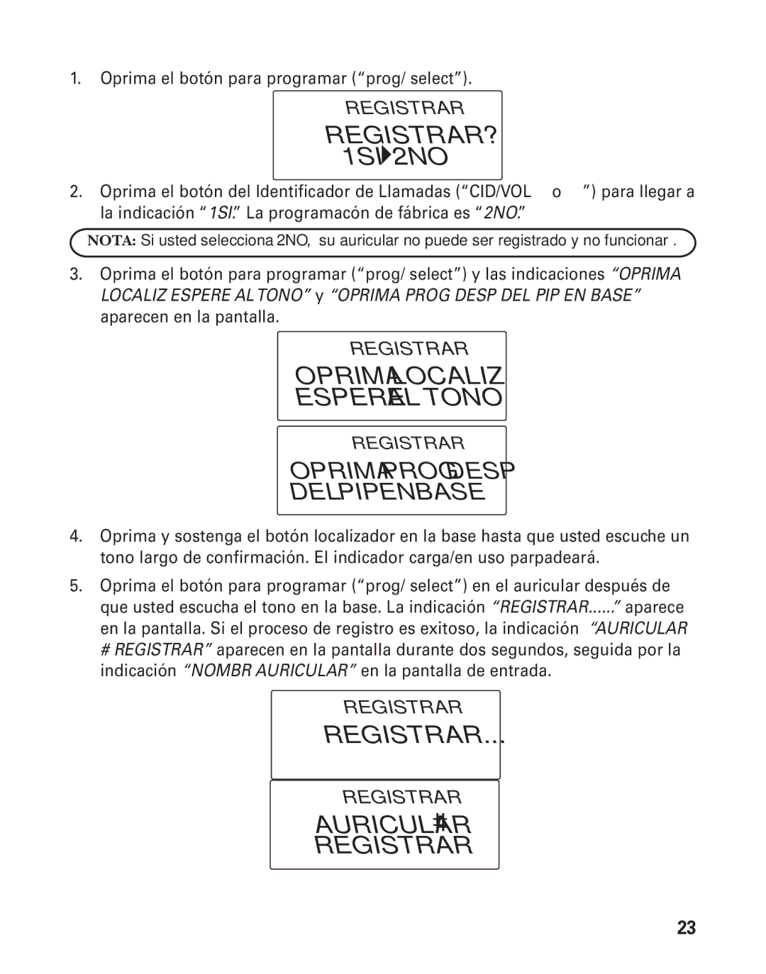 GE 25825, 25826 manual Registrar?, Oprima Localiz Espere AL Tono, AURICULAR# Registrar 