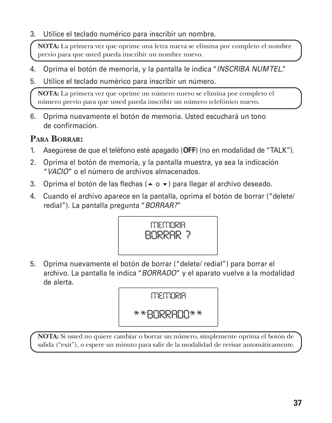 GE 55903980, 25826GC, 25826GE manual Borrar ?, Borrado 