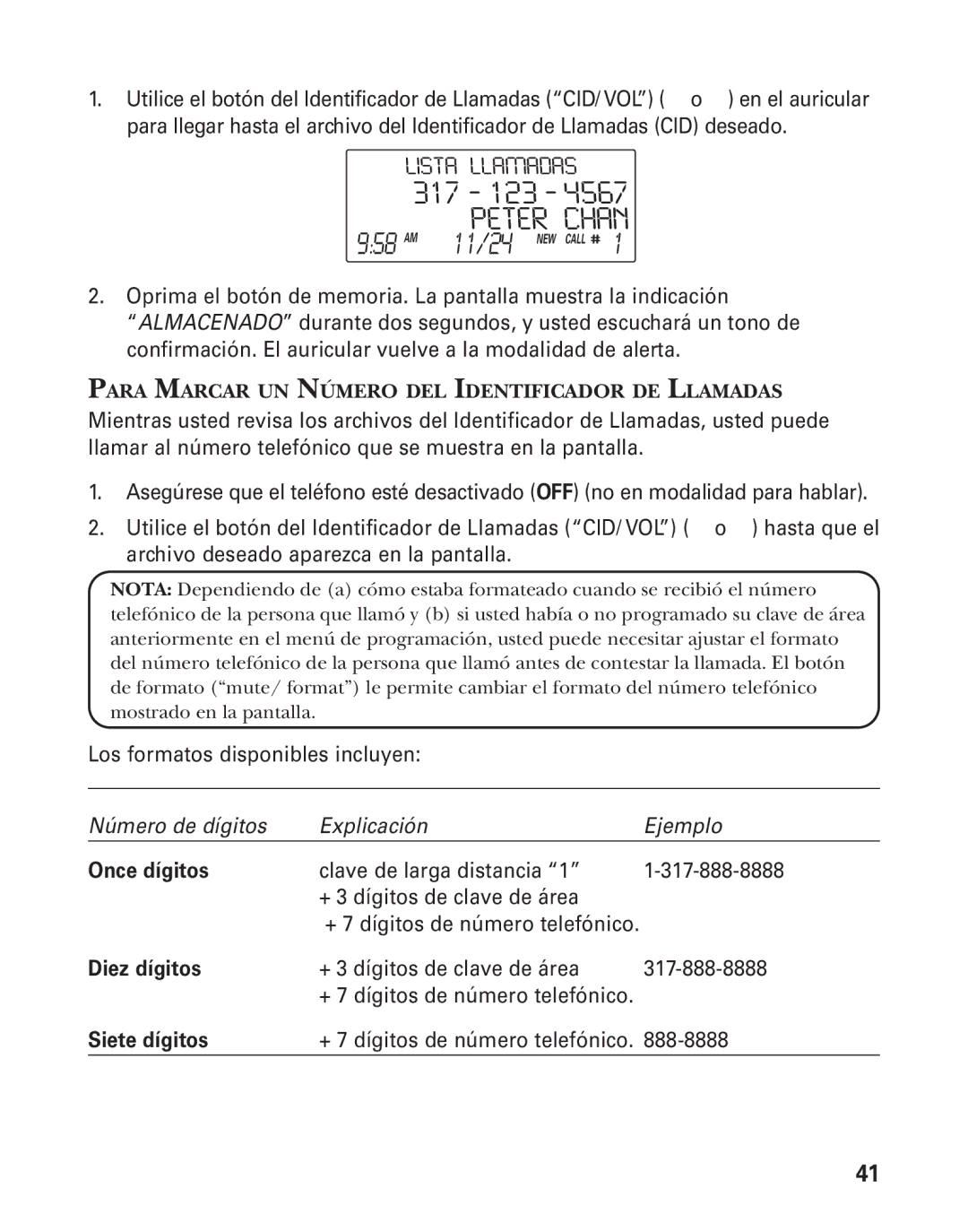 GE 25826GC, 25826GE, 55903980 manual Peter Chan, Para Marcar UN Número DEL Identificador DE Llamadas 