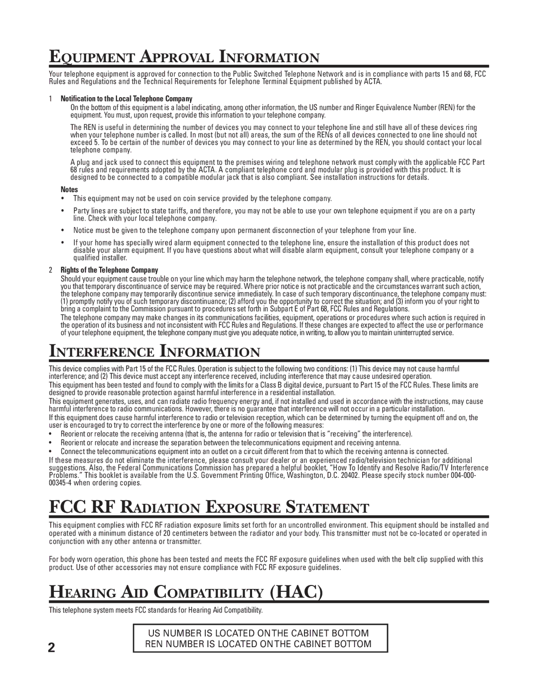 GE 55903980, 25826GC, 25826GE Equipment Approval Information, Interference Information, FCC RF Radiation Exposure Statement 