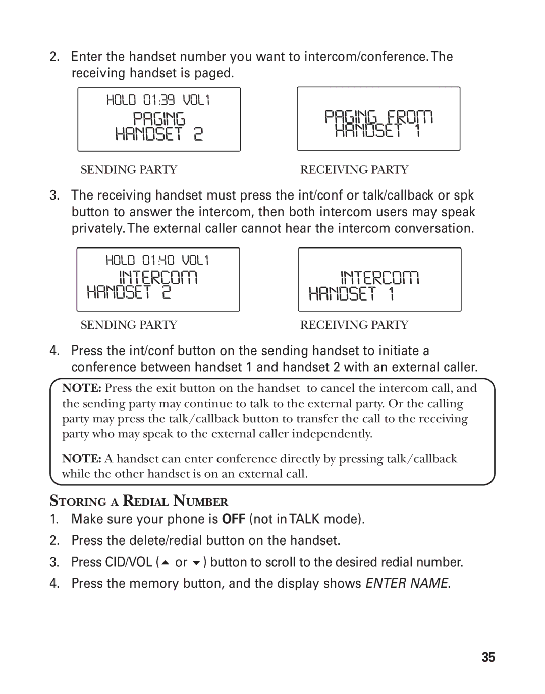 GE 55903980, 25826GC, 25826GE manual Storing a Redial Number 