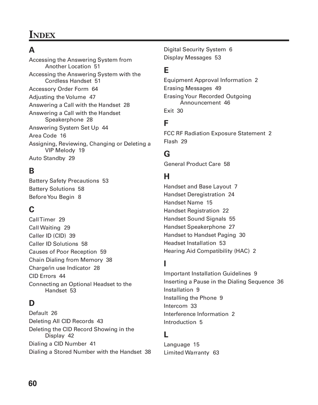 GE 25826GC, 25826GE, 55903980 manual Index 