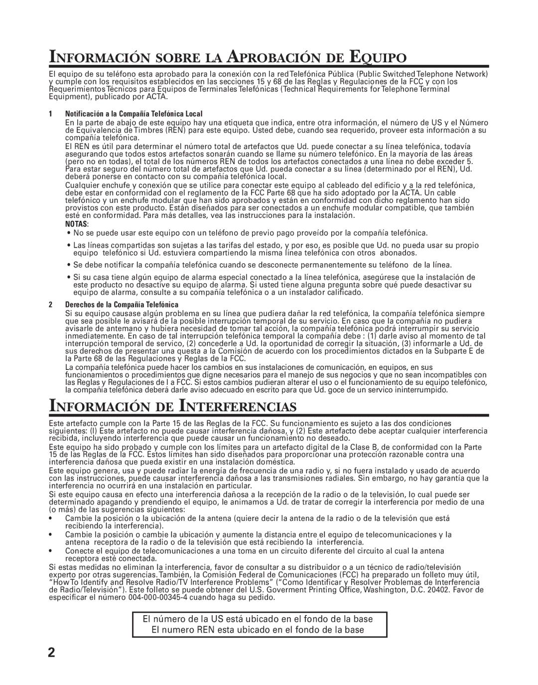 GE 25826GC, 25826GE, 55903980 manual Información Sobre LA Aprobación DE Equipo, Información DE Interferencias 