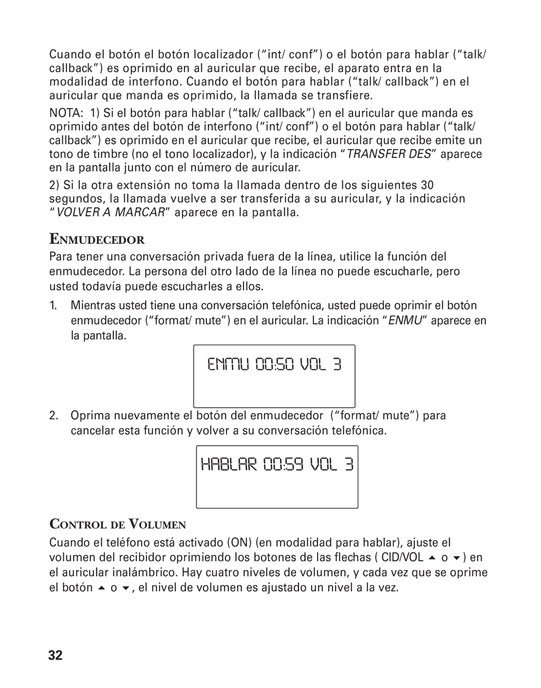 GE 25826GC, 25826GE, 55903980 manual Enmu 0050 VOL, Enmudecedor 