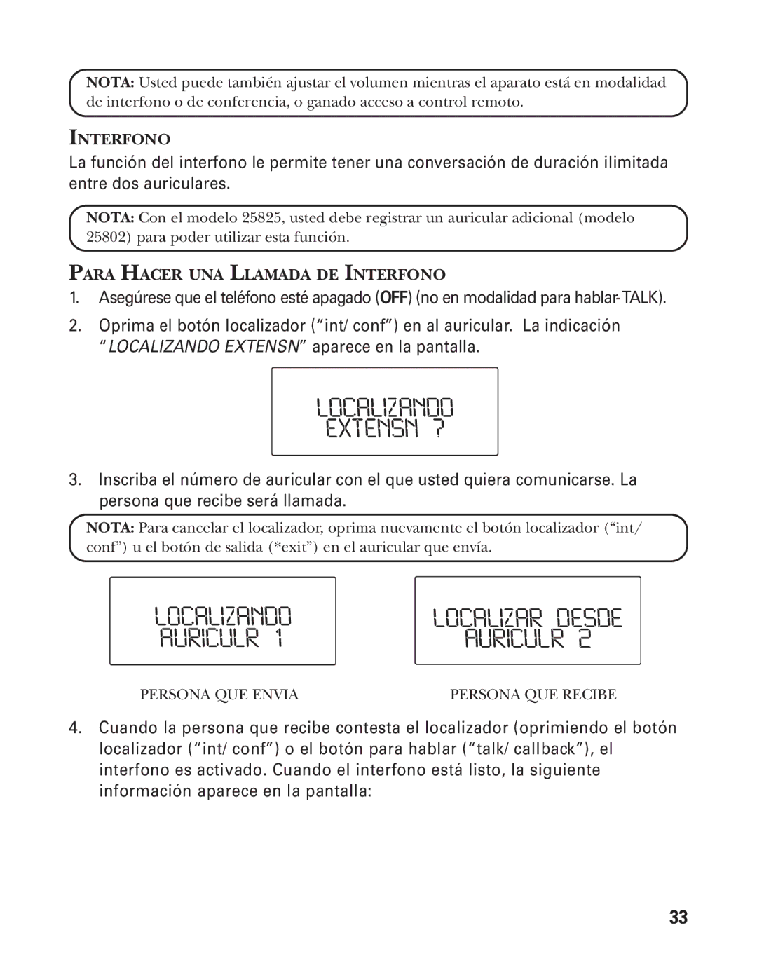 GE 25826GE, 25826GC, 55903980 manual Para Hacer UNA Llamada DE Interfono 