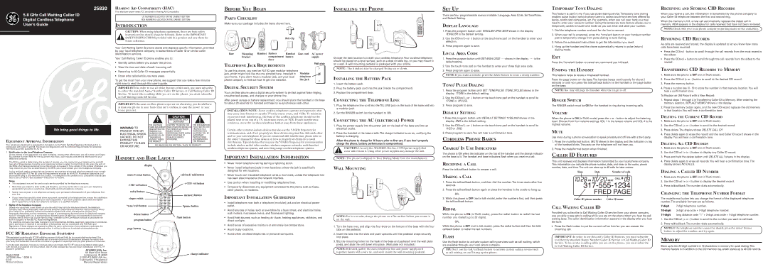 GE 25830 installation instructions Introduction, Before YOU Begin, Installing the Phone, Set Up, Cordless Phone Basics 