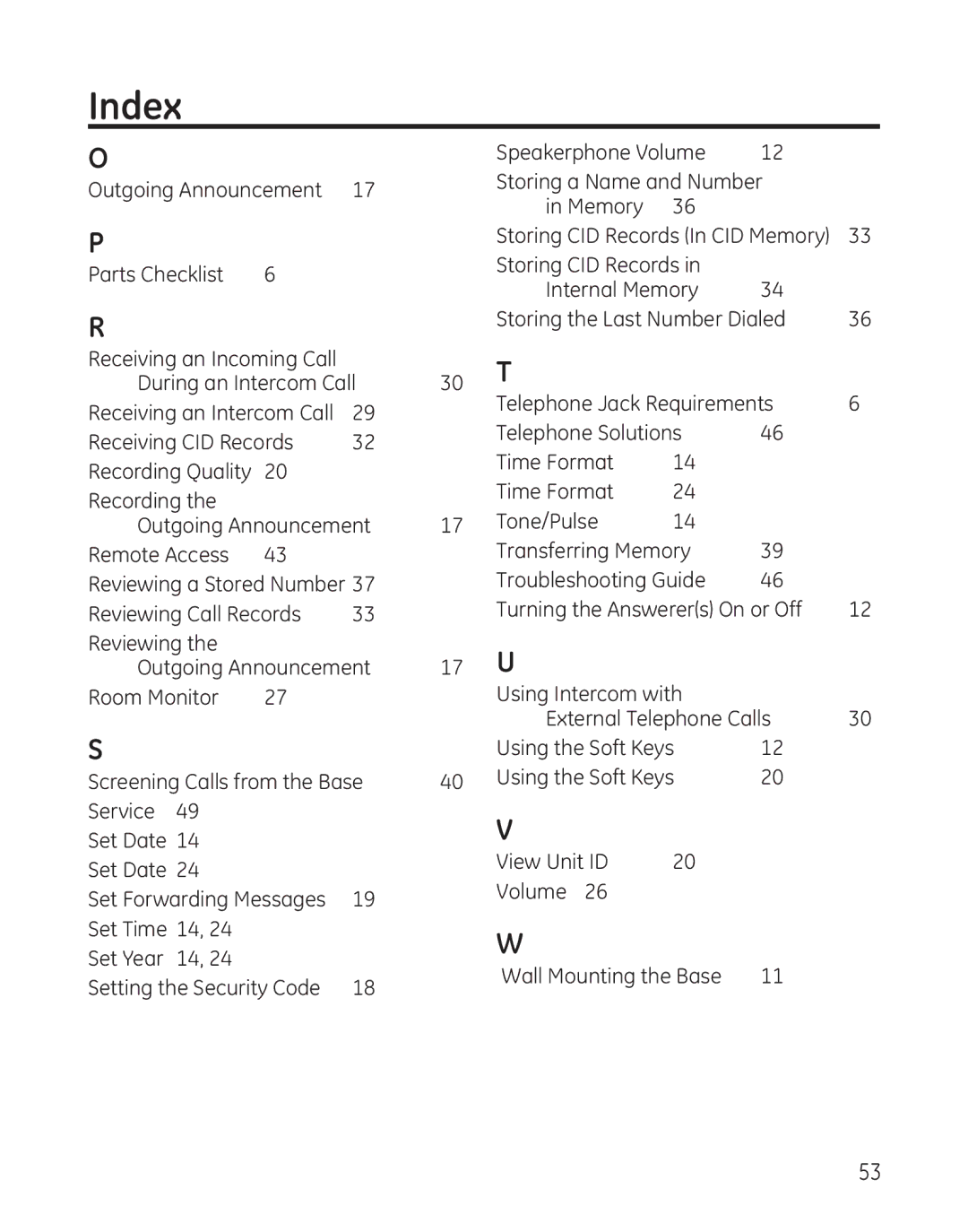 GE 25865 manual Outgoing Announcement Parts Checklist 