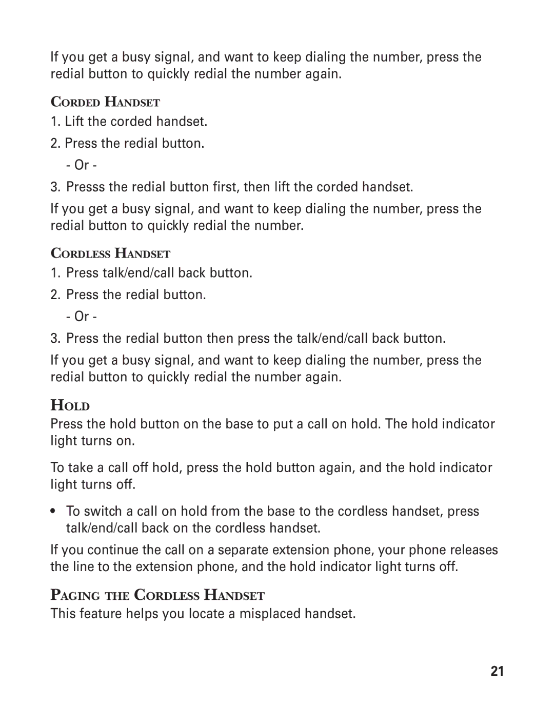 GE 00004228, 25880 manual This feature helps you locate a misplaced handset 