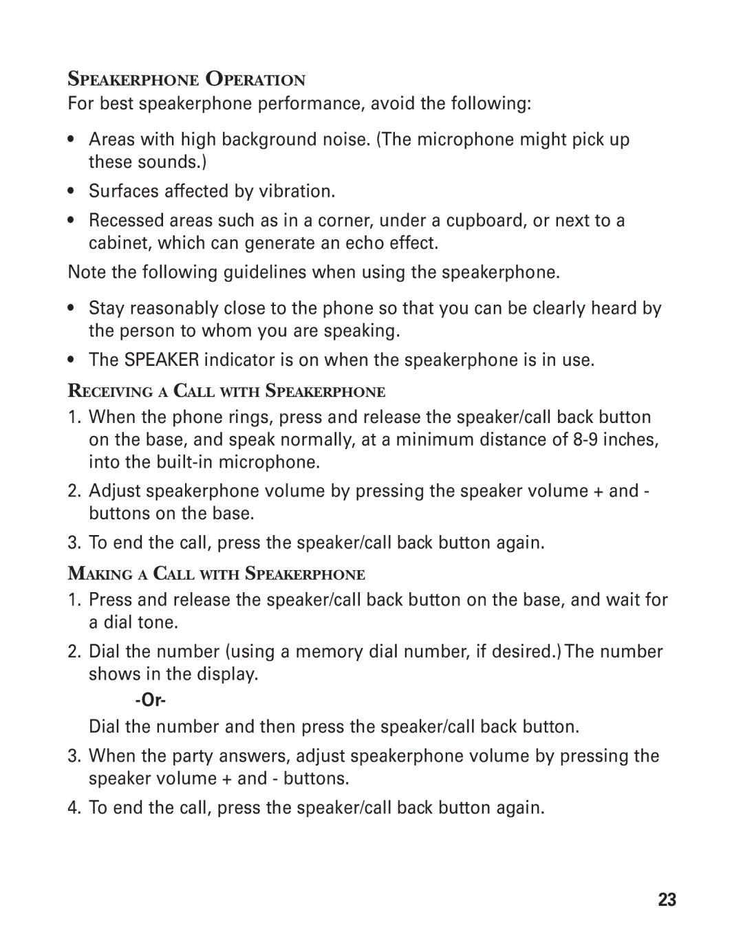 GE 00004228, 25880 manual Speakerphone Operation 