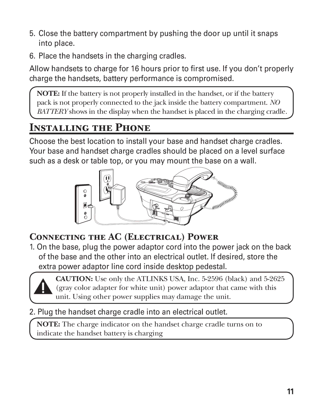 GE 25880 manual Installing the Phone, Connecting the AC Electrical Power 