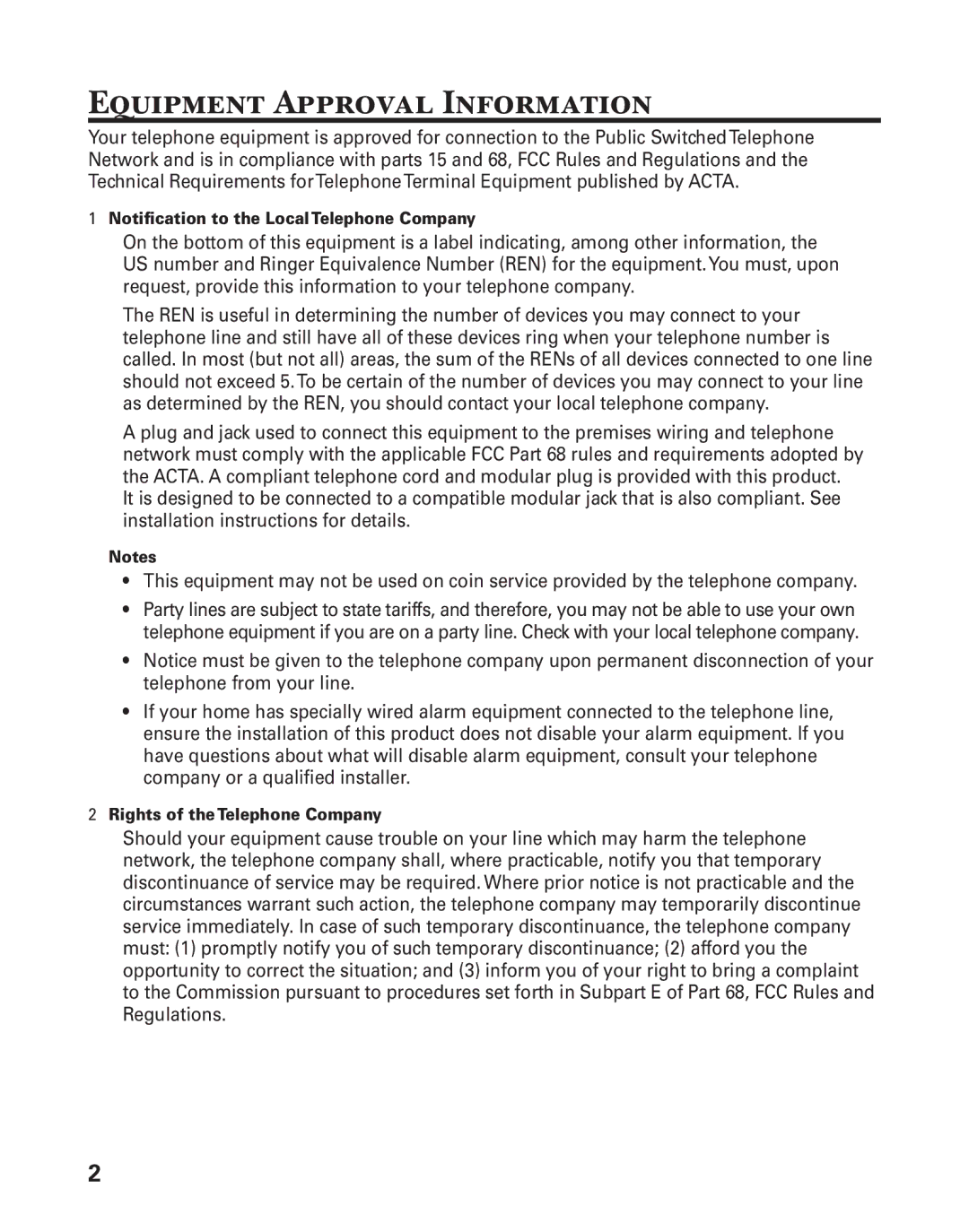 GE 25880 manual Equipment Approval Information 