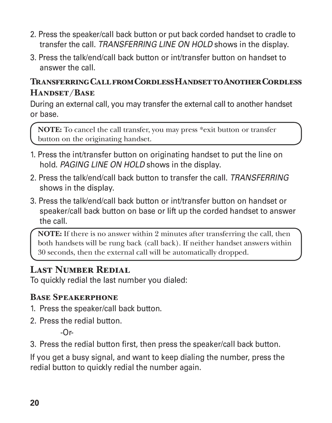 GE 25880 manual Last Number Redial 