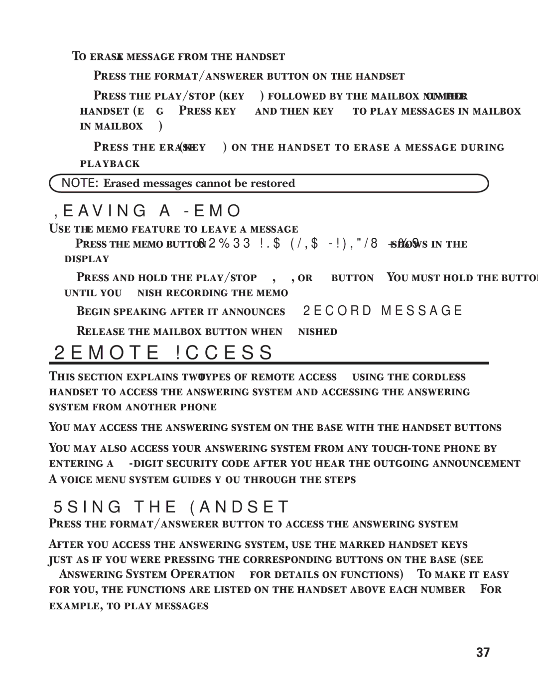 GE 25880 manual Remote Access, Leaving a Memo, Using the Handset 