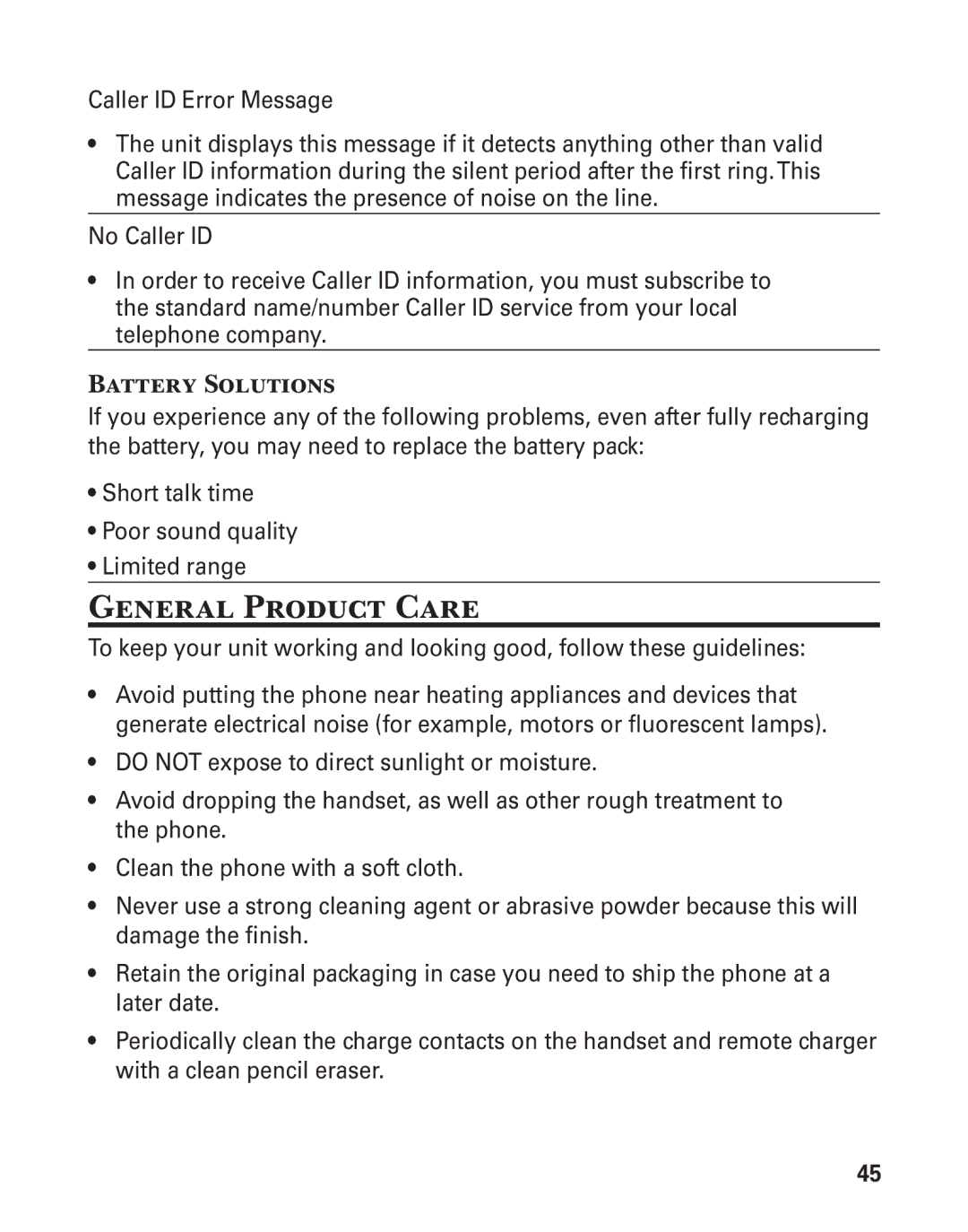 GE 25880 manual General Product Care, Battery Solutions 