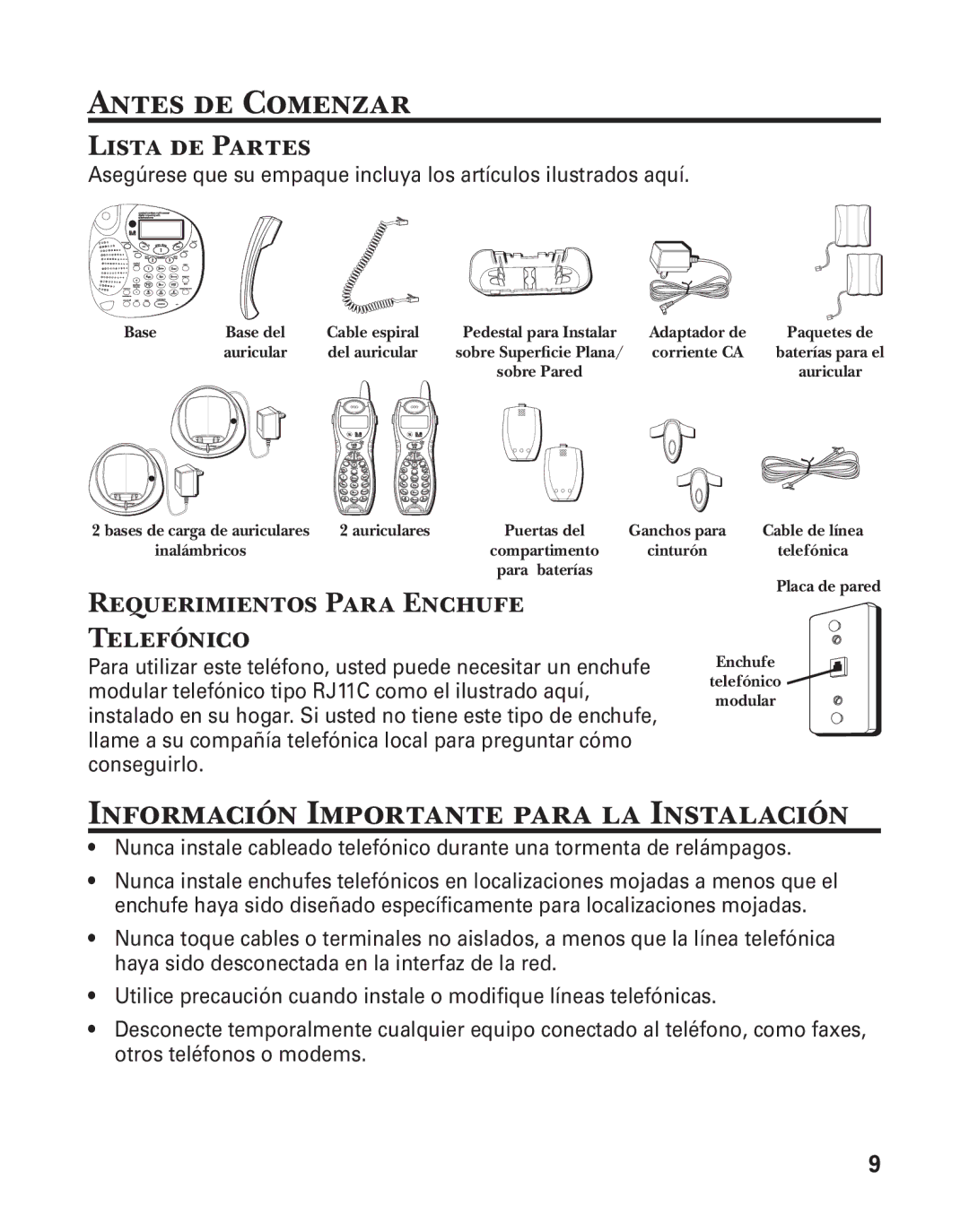 GE 25880 manual Antes de Comenzar, Información Importante para la Instalación, Lista de Partes 