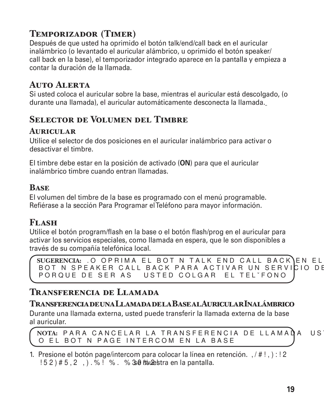 GE 25880 manual Temporizador Timer, Auto Alerta, Selector de Volumen del Timbre, Transferencia de Llamada 