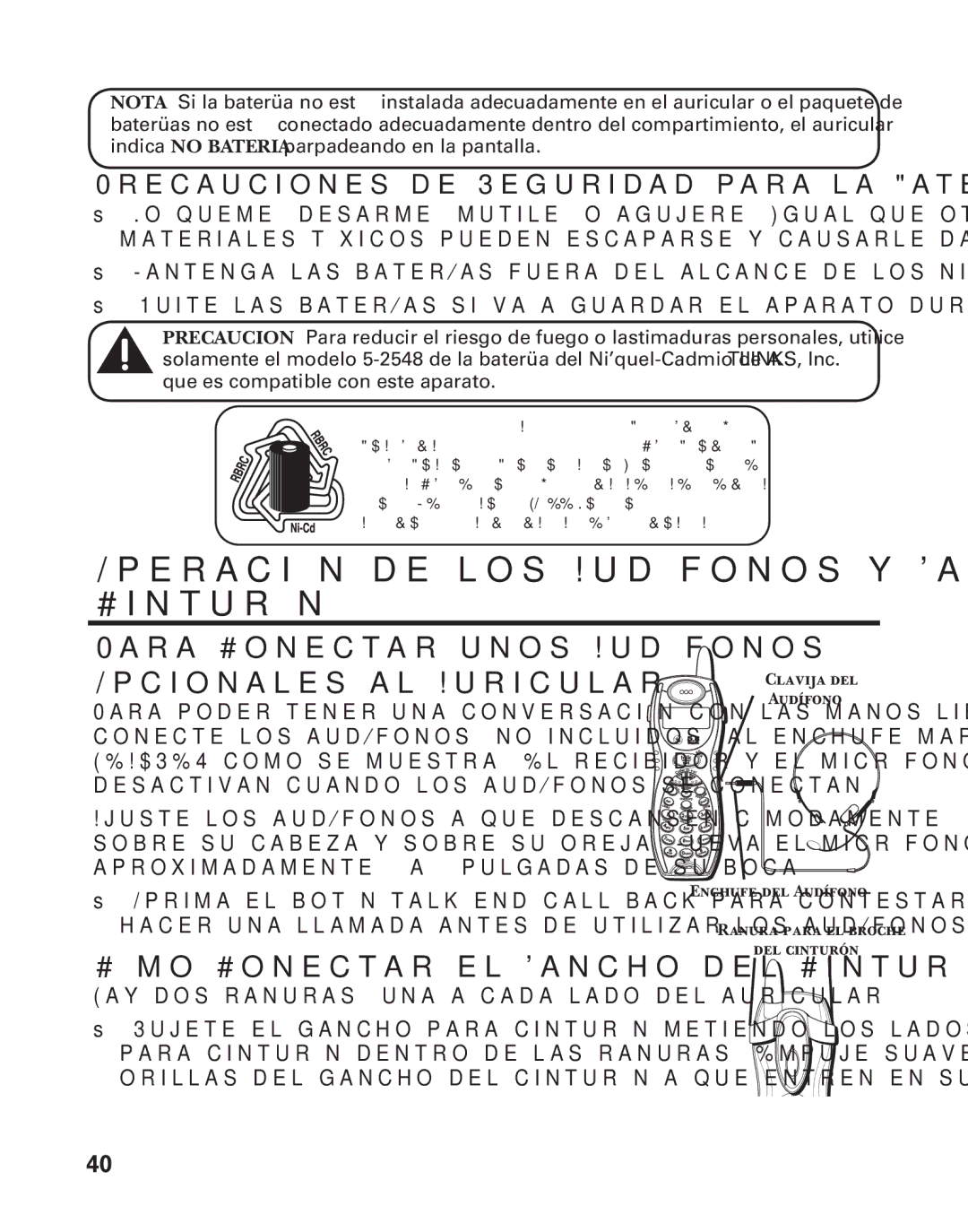 GE 25880 manual Operación de los Audífonos y Gancho del Cinturón, Para Conectar unos Audífonos Opcionales al Auricular 