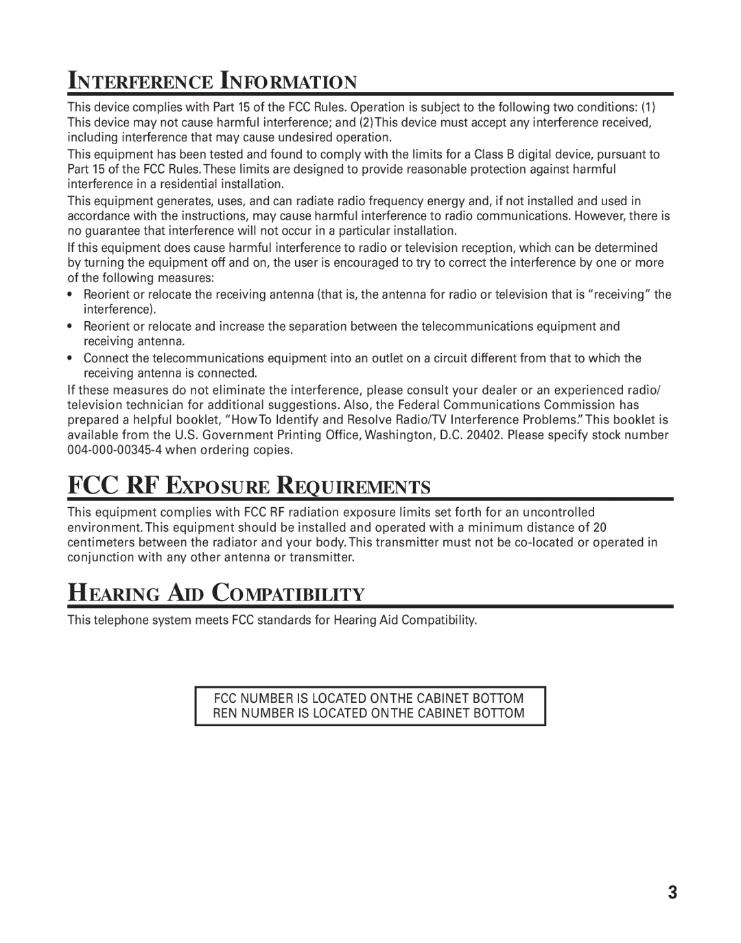 GE 25893 manual Interference Information, FCC RF Exposure Requirements, Hearing AID Compatibility 