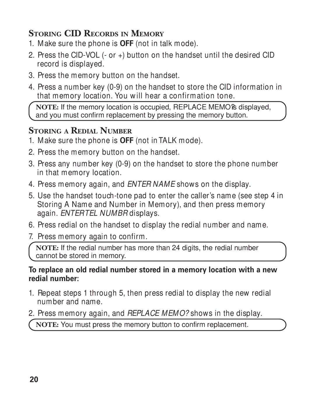 GE 55898580, 25898A manual Storing CID Records in Memory 