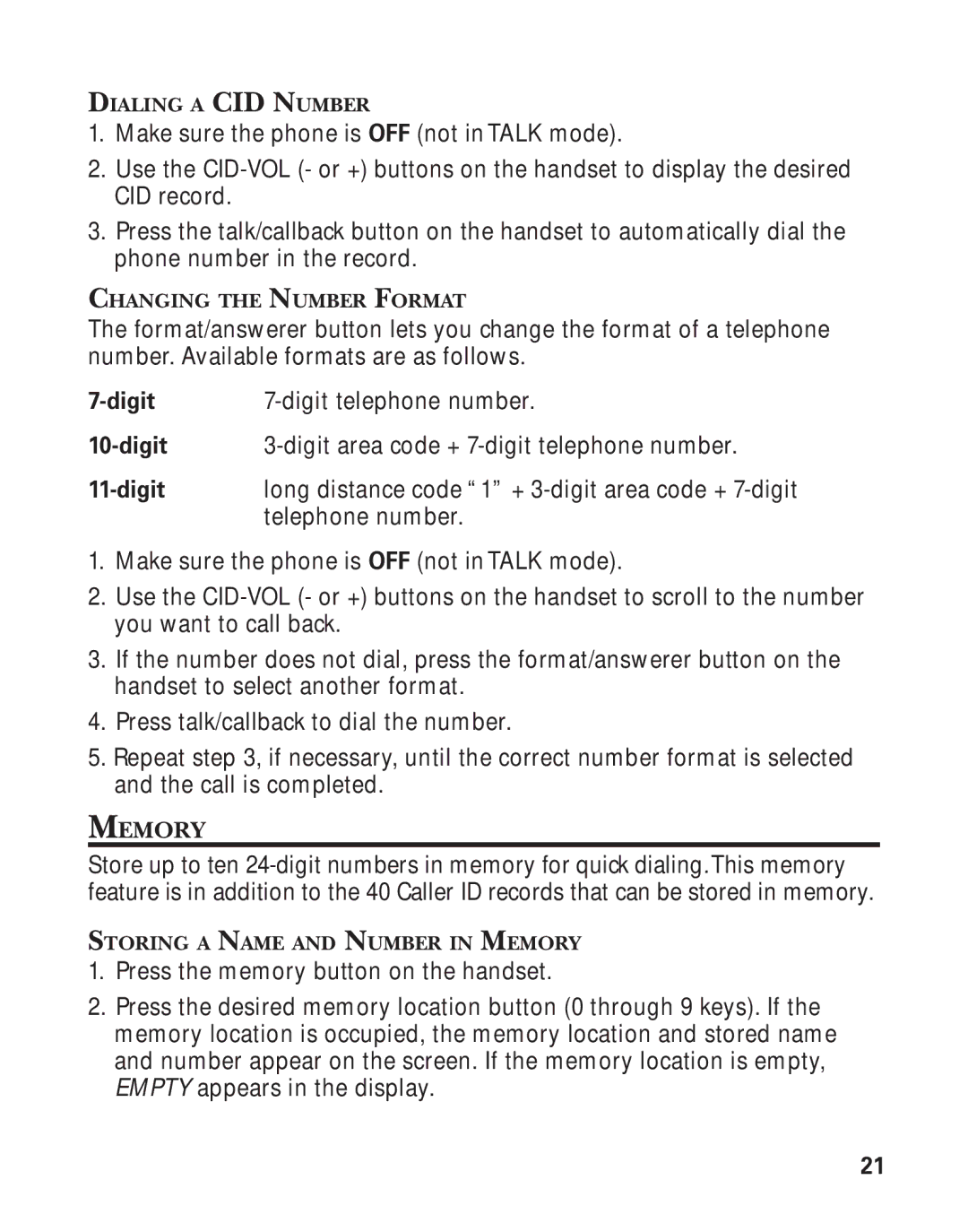 GE 25898A, 55898580 manual Memory 