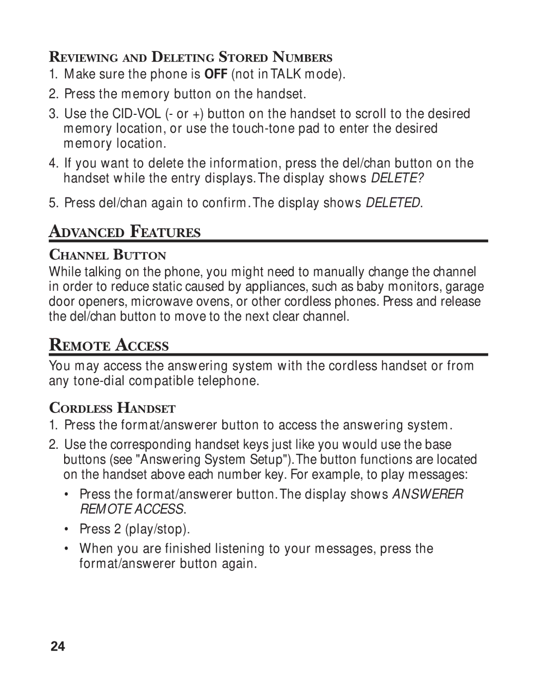 GE 25898A, 55898580 manual Advanced Features, Remote Access 