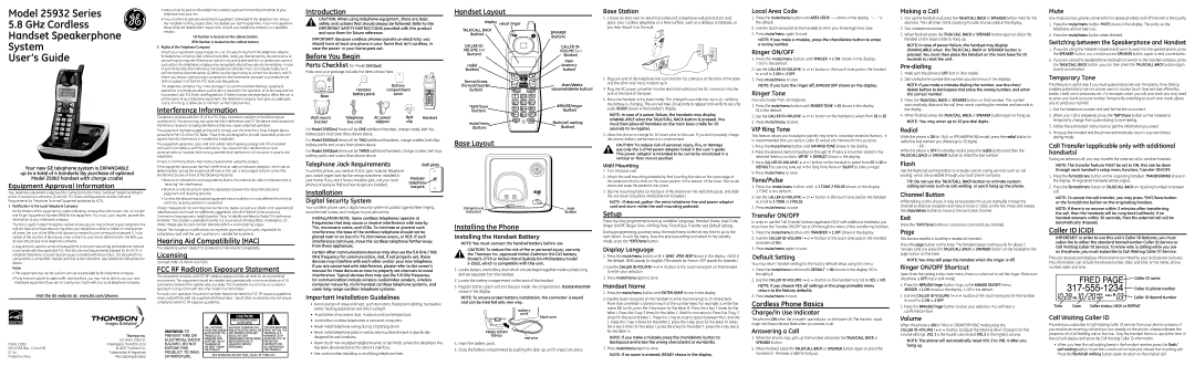 GE 25932 installation instructions Interference Information, Hearing Aid Compatibility HAC, Licensing, Introduction 