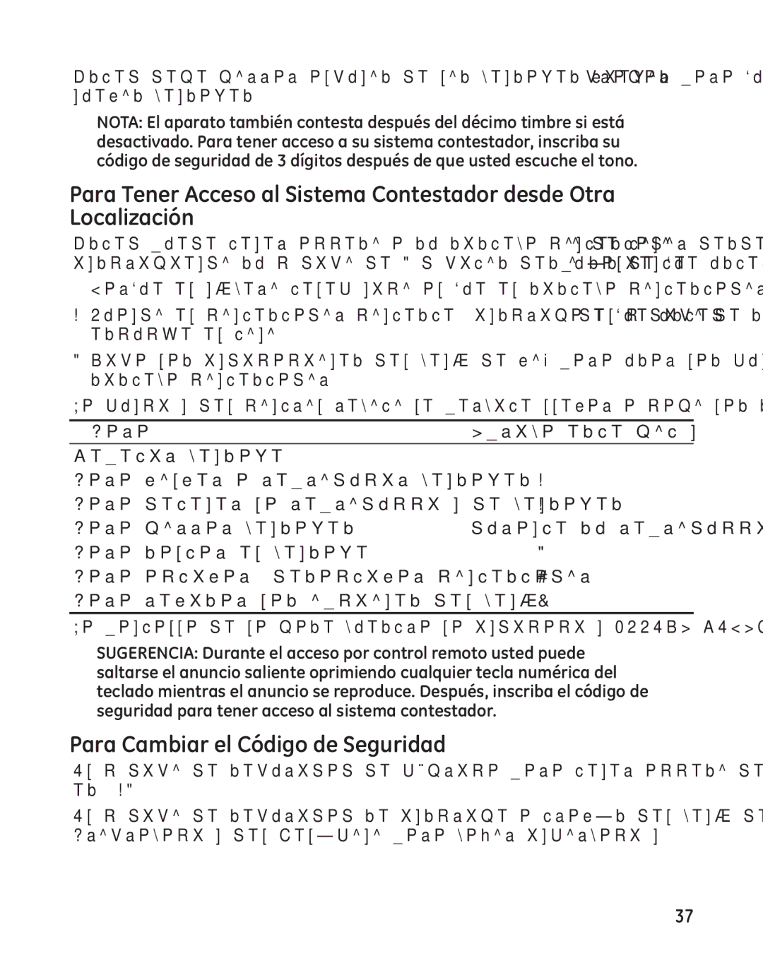 GE 25982 manual Para Cambiar el Código de Seguridad 