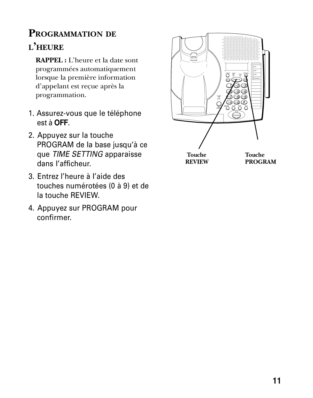 GE 26936 manual Programmation DE ’HEURE, ToucheTouche 