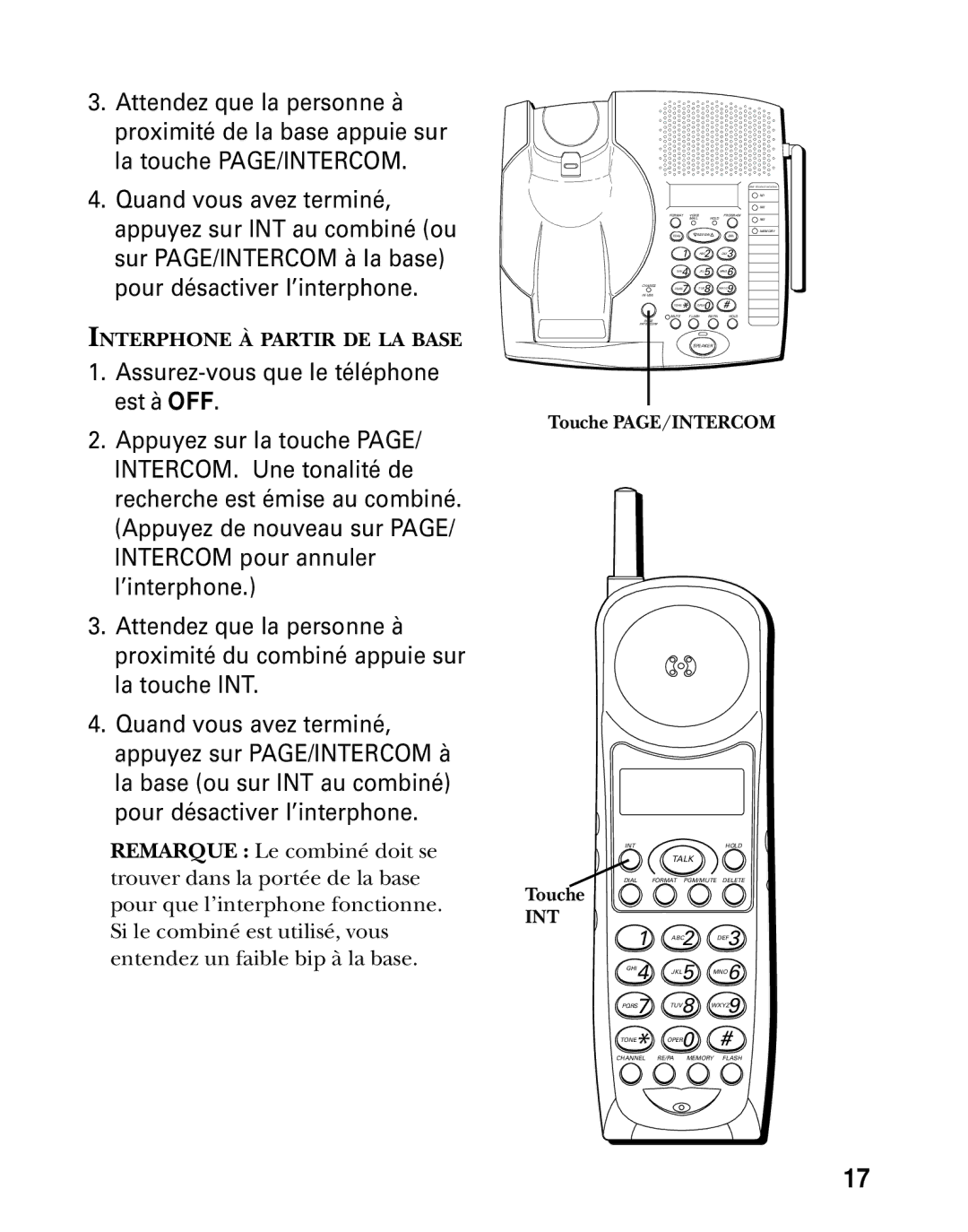 GE 26936 manual Touche PAGE/INTERCOM 