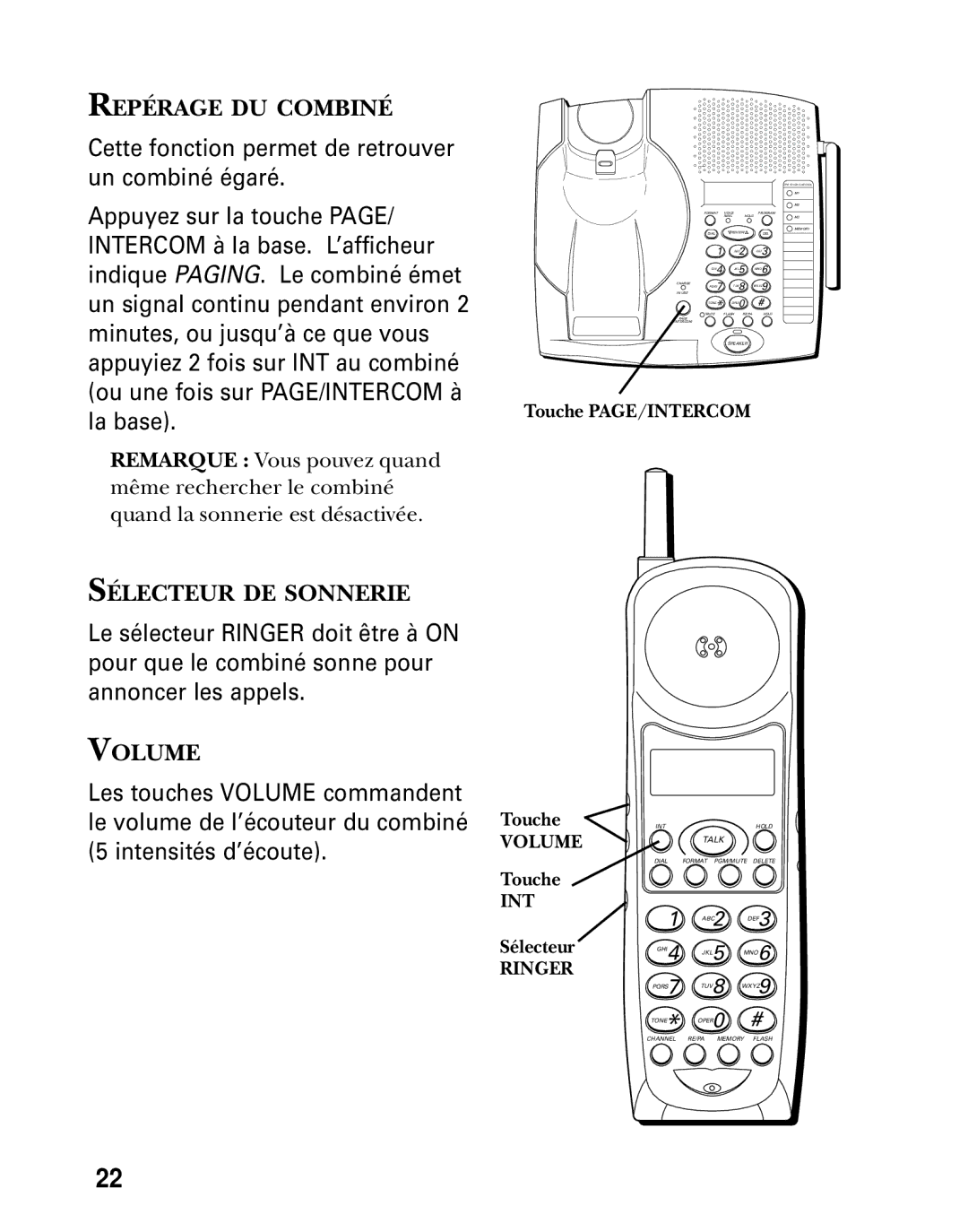 GE 26936 manual Repérage DU Combiné, Sélecteur DE Sonnerie 