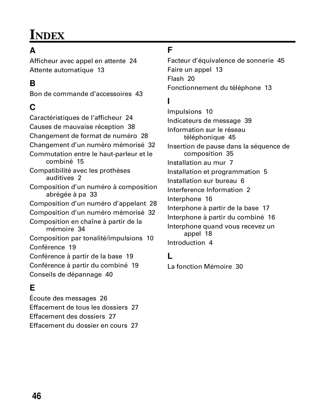 GE 26936 manual Index 