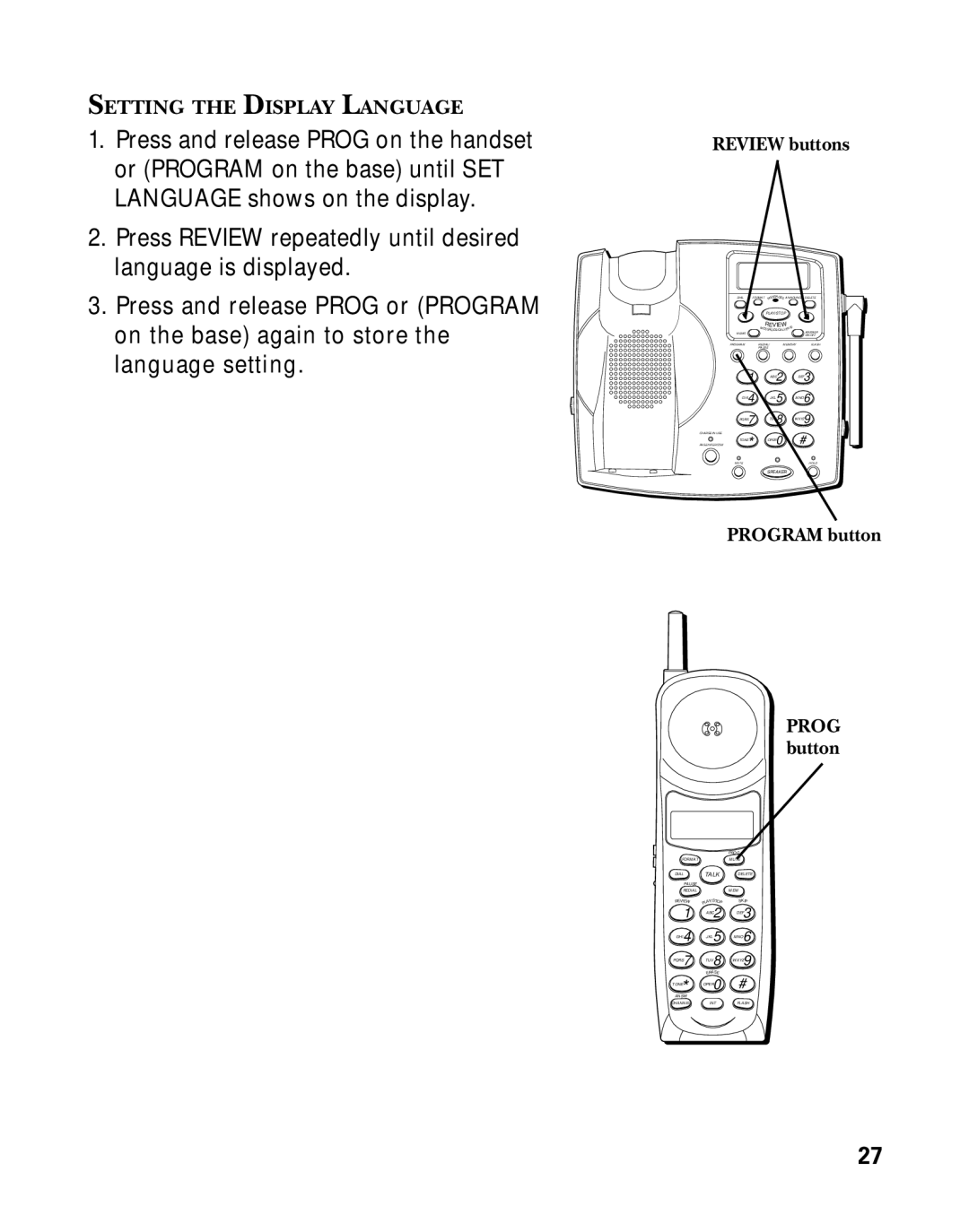 GE 26939 manual Setting the Display Language 